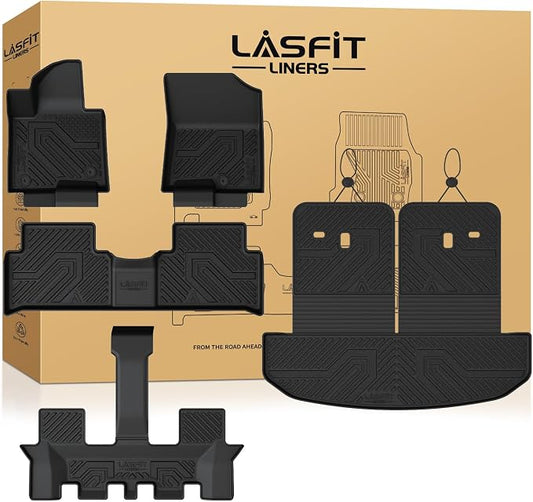 LASFIT Floor Mats & Backrest Mats & Cargo Mat for Kia Sorento Hybrid PHEV 2026 2025 2024 2023 2022 2021 (Not Fit Gasoline), All Weather TPE Custom Fit Floor Liners Car Mats Accessories, Black