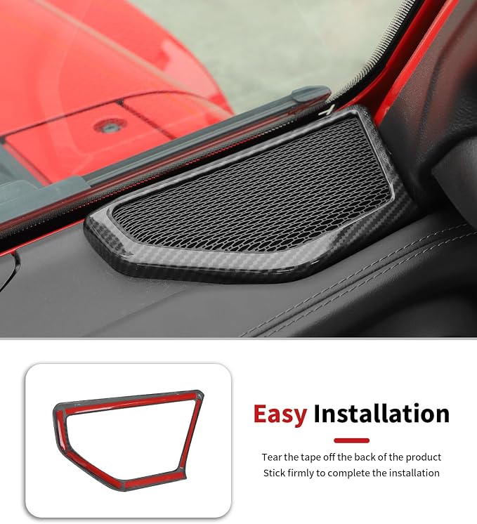 JWWY Carbon Fiber Interior Trim Kit Full Set Kit Decor Center Console Gear Shift Dashboard Panel,Door Window Switch Knob Speaker Cover Trim for 2024–2026 Jeep Wrangler JL JLU & Gladiator JT 28pcs
