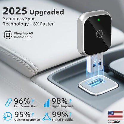 Android Auto Wireless Adapter Carplay - 2 in 1 Wireless Android Auto Car Adapter & Car Play, Stable Control No Delay [2026 Upgraded] Silver