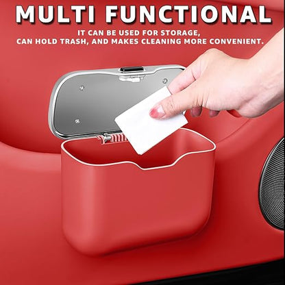 HOLDCY Car Trash Can, Waterproof Multi‑Functional Auto Trash Bin for Door/Console/Seat Back, Universal Vehicle Garbage Can for Car/Truck/SUV Drivers (Red)