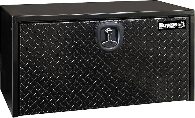 Buyers Products 1702505 Black Steel Underbody Truck Box - Weatherproof Storage Container with Aluminum Diamond Tread Door & Compression Latch, 18 x 18 x 36 Toolbox for Trucks and Trailers, Made in USA