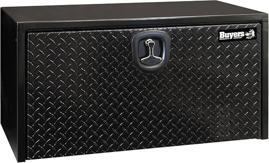 Buyers Products 1702505 Black Steel Underbody Truck Box - Weatherproof Storage Container with Aluminum Diamond Tread Door & Compression Latch, 18 x 18 x 36 Toolbox for Trucks and Trailers, Made in USA