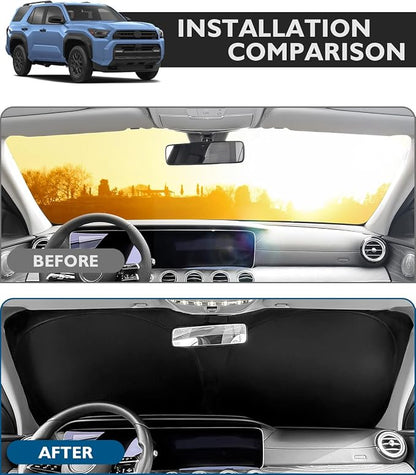 BIBLOZ Car Windshield Sun Shade for Toyota 4Runner 2014-2025 2026, SR5, Limited, TRD(Sport, Off Road, Platinum, Pro) Accessories Foldable Car PET Sunshade Keeps The Cool Inside