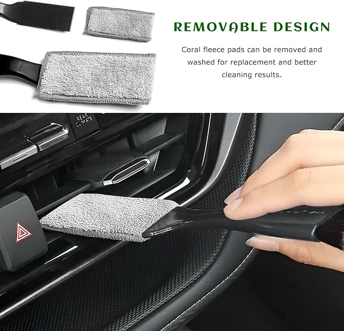 Double Head Brush for Car Cleaning, 2 in 1 Soft Bristles Auto Interior Dust Cleaner Air Vent Detailing Brush, Portable Double-Ended Dashboard Cleaning Tool for Most Vehicles