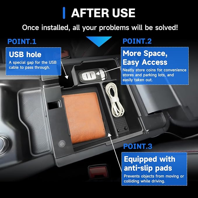 SXCY for 2025 2026 Ford Explorer Center Console Organizer Tray for 2025 2026 Ford Explorer Accessories Center Console Tray 2025 2026 Explorer Armrest Console Organizer Tray