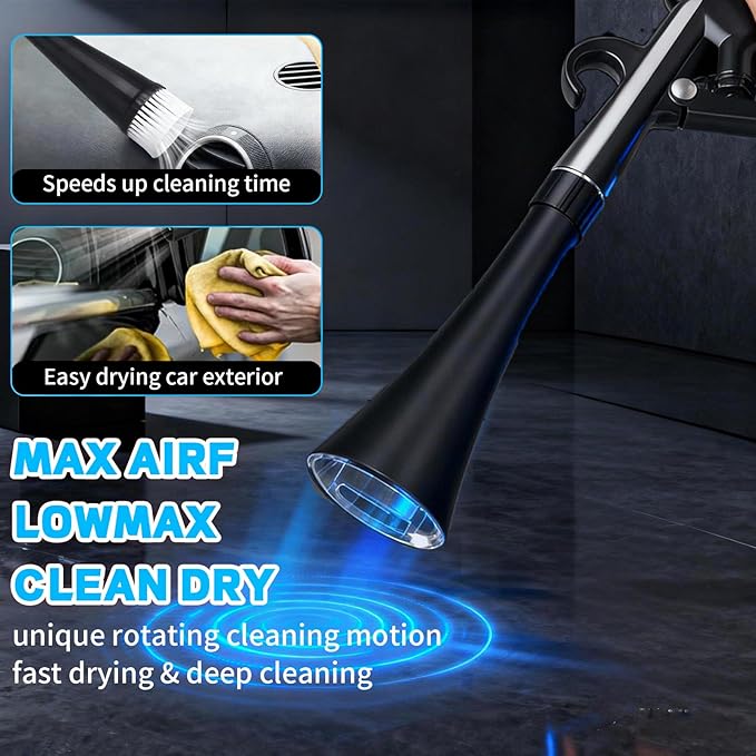 JUSTHERE Detailing Car Cleaning Gun Interior Dryer Air Blow Gun, High Pressure Blower Gun with 5 Pcs Brushes for Auto Carpet Seats Dashboard Console Cleaning