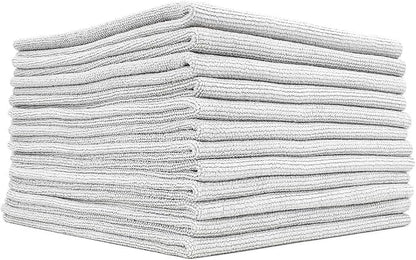 The Rag Company - The Edgeless Pearl - Professional Microfiber Detailing Towel for Ceramic Coating, Leveling & Sealant Removal, Scratch-Free & Tagless, 320gsm, 16x16 inches, Ice Grey - 12-Pack