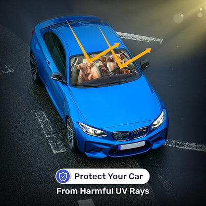GENANY Highland Cow Family Funny Windshield Sun Shade for Car SUV Truck (55x29 Inches), Automobile Sunshade, Protector Blocks UV, Car Accessories, Auto Decor