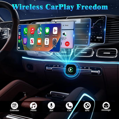 Wireless CarPlay Adapter, 2026 Upgraded Wired to Wireless for Apple CarPlay & Android Auto, Mini USB Design Car Play Adapter with Type-C Extension, Plug and Play, Stable Connection & No Latency