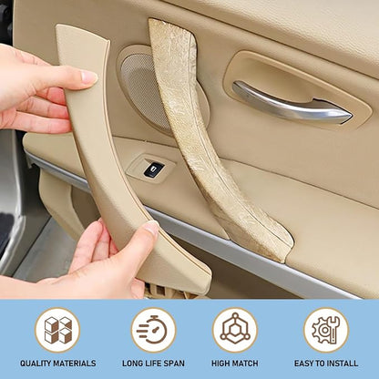 Compatible with BMW 3 Series Door Handle Replacement E90/E91/E92/E93 2004-2011,6PCS Left and Right Passenger Interior Door Pull Handle Set for BMW 318i,320i,323i,325i,328i,330i,335i(Beige)