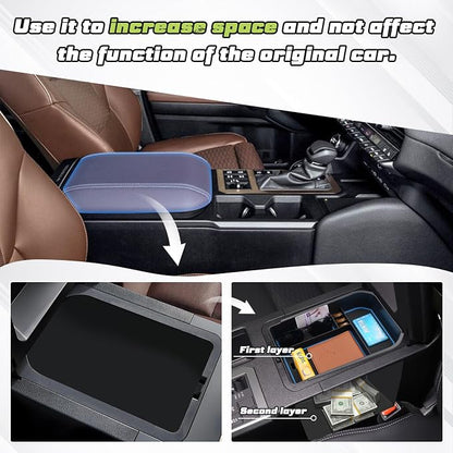 Sunsdrew Center Console Organizer Insert, Compatible with 2024-2026 Toyota Land Cruiser, ABS Armrest Storage Tray, Car Interior Accessories