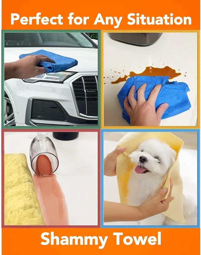 Premium Shammy Cloth for Car Drying - 1pk(26”x17”) - Super Absorbent Synthetic Chamois Towels for Car - Reusable Car Drying Shammy - Scratch-Free Car Drying Towel(Yellow)