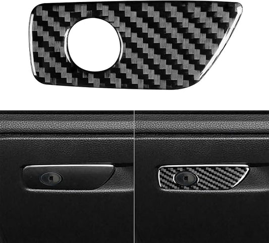 Real Premium Carbon Fiber Sticker Compatible with Audi A3 S3 RS3 8V 2013 2014 2015 2016 2017 2018 2019 Car Glove Box Storage Box Handle Switch Decor Trim Auto Interior Accessories Style A Black