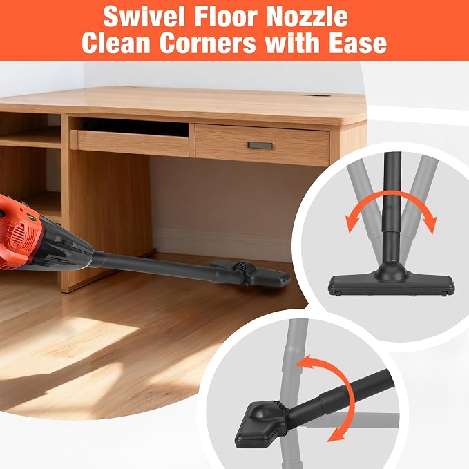 ValueMax Cordless Handheld Vacuum, Portable Vacuum Cleaner Dry/Wet Suction with 20V Rechargeable Battery and Multi-Nozzles for Car, Home and Pet Hair Cleaning(Battery Included)