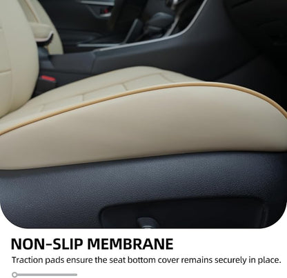 Lolcar RAV4 Seat Covers Custom Fit for Toyota RAV4 2019 2020 2021 2022 2023 2024 2025 LE,XLE,XLE Premium,Limited,Airbag Compatible,Seat Cover Full Set for SUV, Waterproof Leather（Beige）