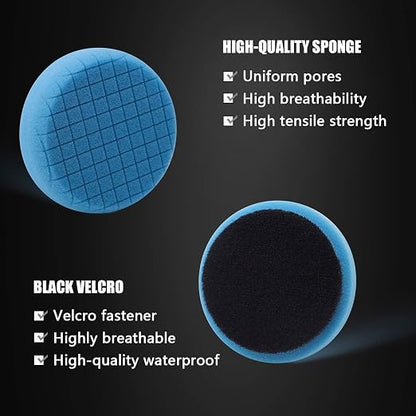 Blue T60 Moderate-Cut Foam Polishing Pads, SPTA 1Pc 3.5 Inch Face for 3 Inch 80mm Backing Plate Compound Buffing Sponge Pads for Car Buffer Polisher Compounding, Polishing and Waxing -FPTSS3G