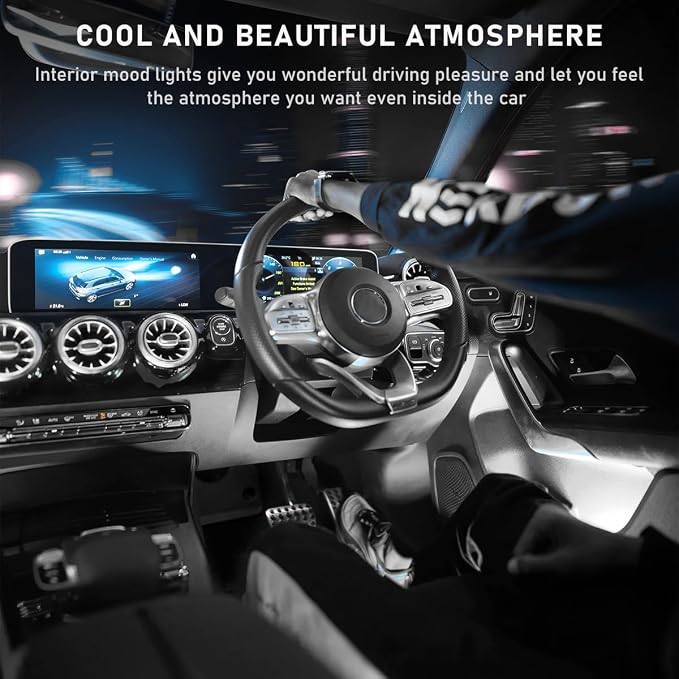 Ohleats Car LED Strip Light, 48 LED RGB Auto Interior Atmosphere Lights, Cigarette Lighter Under Dash Ambient Night Light, Interior Lamp Lighting Kit (White, USB)