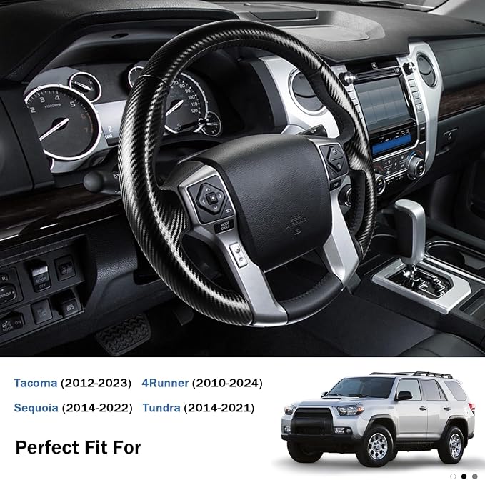 Fit for Toyota Steering Wheel Cover, Steering Wheel Cover for Tacoma(2012-2023) 4Runner(2010-2024) Tundra(2014-2021) Sequoia(2014-2022) Accessories (Matte Black)