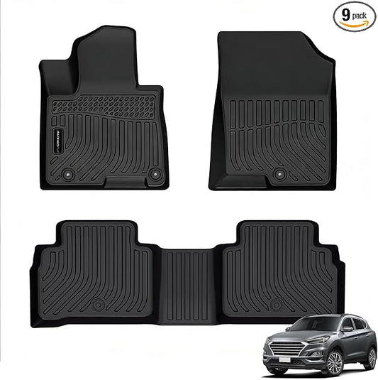 Auxko All Weather Floor Mats for 2026 2025 2024-2022 Hyundai Tucson Gasoline TPE Liners Set Tucson Accessories All Season Guard Odorless Anti-Slip Floor Mats for 1st & 2nd Row
