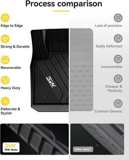 3W Floor Mats Compatible for BMW X3 F25 2011-2017 / BMW X4 2015-2018 xDrive28i/28d/35i/M40i Custom Fit TPE All Weather Floor Liner for 1st and 2nd Row Full Set Car Mats, Black