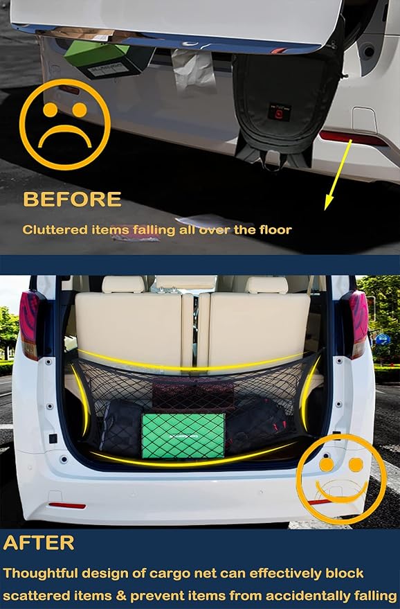 Envelope Style Trunk Cargo Net Compatible with Jeep Grand Cherokee New 2026 2025 2024 2023 2022, Grand Cherokee L 2026 2025 2024 2023 2022 (5 &7 Seats) SUV Nylon Car Rear Mesh Tailgate Netting