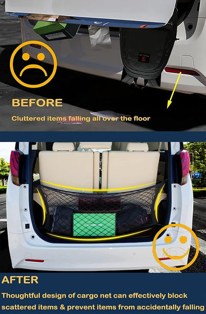 Envelope Style Trunk Cargo Net Compatible with Jeep Grand Cherokee New 2026 2025 2024 2023 2022, Grand Cherokee L 2026 2025 2024 2023 2022 (5 &7 Seats) SUV Nylon Car Rear Mesh Tailgate Netting