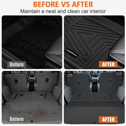All Weather Car Floor Mats Cargo Liner with Backrest Mat for GMC Acadia 2017-2023 (Only Fit 6 Seats), TPE Rubber Liners Full Set with Door Sill Protectors Automotive Mats for 2023 Acadia Accessories