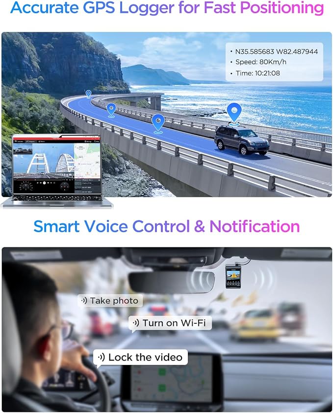 VIOFO A329T 4K 3 Channel Dash Cam, 4K Front + 2K Telephoto + 2K Rear, Power Saving Parking Mode, Wi-Fi 6 App Control, All-Channel STARVIS 2 Sensors, Supports up to 4TB SSD Storage