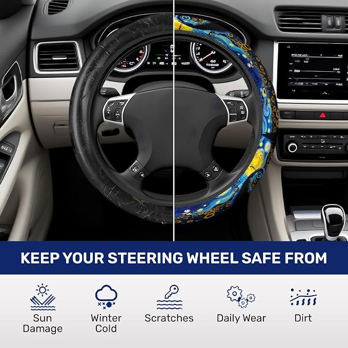 GENANY Horror Movie Character Steering Wheel Cover, Non Slip Polyester Wheel Protector for Car SUV Truck, Universal 15 Inch