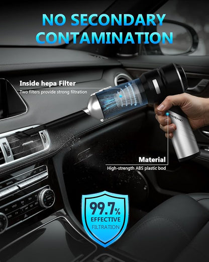 NEVERLAND Handheld Vacuum Cordless Car Vacuum - 15000PA High Power 4-in-1 Portable Foldable Small Detailing Kit, Rechargeable Hand Held Vacuum for Car Home Office
