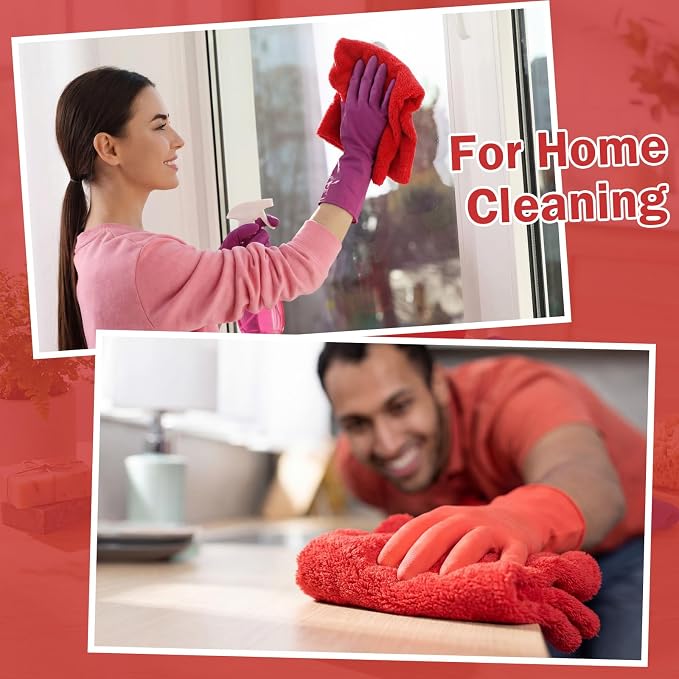 Tallew 15 Pcs Car Microfiber Towels Buffing Drying Wash Cleaning Cloths Plush Large Towels Thick Care Polishing Detailing Waxing Scratch Proof Towel, 15.75 x 15.75 Inch (Red)