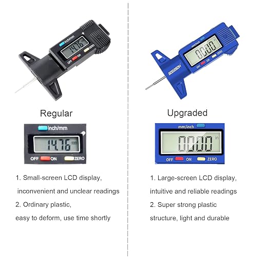 GODESON Tire Tread Depth Gauge, Digital Tire Tread DepthGauge in Inch/MM with Large LCD Display and Tire Tread Depth Measuring Tool for Cars,Trucks,Moto(Blue)