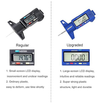 GODESON Tire Tread Depth Gauge, Digital Tire Tread DepthGauge in Inch/MM with Large LCD Display and Tire Tread Depth Measuring Tool for Cars,Trucks,Moto(Blue)
