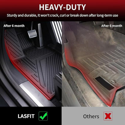 LASFIT Premium Extra Thick Floor Mats for Tesla Cybertruck 2023-2026 All Weather TPE Custom Fit Pickup Interior Accessories Front Rear Car Liner 1st & 2nd Rows Set, Black