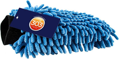 303 Products Car Wash Mitt - Ultra Absorbent Microfiber - Lint and Scratch Free Design - Hand Fitting, Snug Design with Elastic Cuff - Washable to Reuse, 1 Pack (39011)
