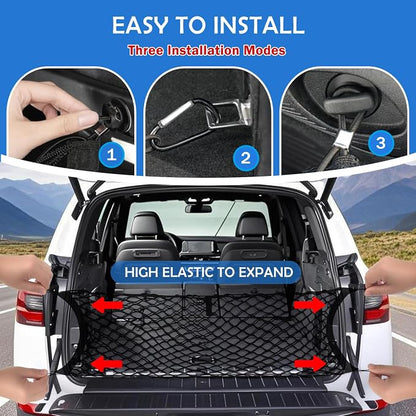 Envelope Style Cargo Net for 2021-2025 2026 Chevy Tahoe/Suburban/GMC Yukon Accessories, Rear Trunk SUV Mesh Cargo Net, Upgraded 5mm Bungee & Double-Layer Nylon Storage Netting Grocery&Tools Organizer