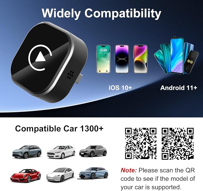 Wireless CarPlay & Android Auto Adapter: 2026 Upgraded Mini Plug & Play CarPlay Dongle - Convert Wired to Wireless - Fast Stable Connection, No Delay for for iOS 10+ & Android 11+, 2017+ Cars