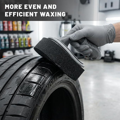 Car Tire Shine Applicator, High-Density Vehicle Wheel Polishing Brush with Anti-Slip Handle, Universal Tyre Detailing Tool Sponge Pad Dressing Applicator for Most Vehicles