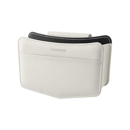 Car Trash Can Small Leather Vehicle Trash Bin Car Dustbin Garbage Organizer Holder with Trash Bag Foldable Mini Cars Storage Bag Container for Auto SUV Van Trucks (White,Glovebox Hanging)
