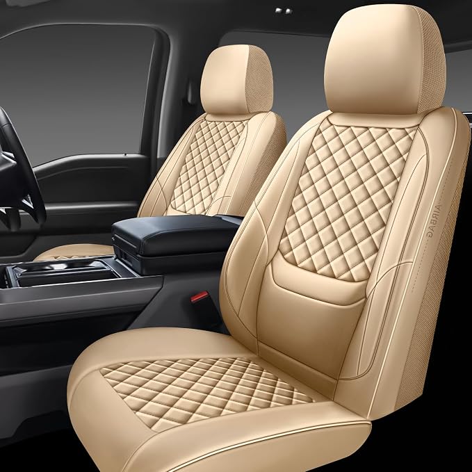 Full Coverage Leather Car Seat Covers Front Pair,Waterproof Seat Covers for Cars,SUVs Trucks, Car Seat Cushion,Car Seat Protector with 2 Seats