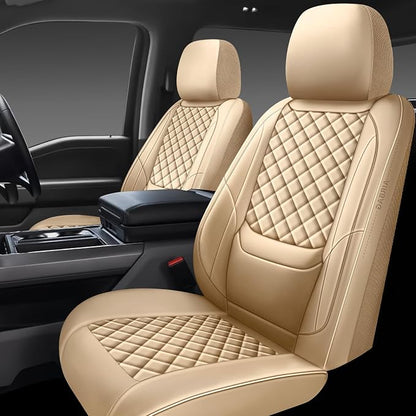 Full Coverage Leather Car Seat Covers Front Pair,Waterproof Seat Covers for Cars,SUVs Trucks, Car Seat Cushion,Car Seat Protector with 2 Seats