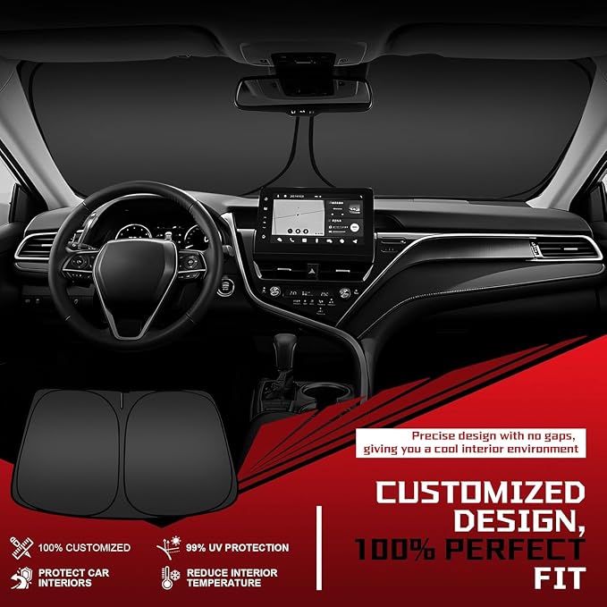 Windshield Sun Shade for 2021-2026 Le-xus IS300 IS350 IS500 IS250 IS200t Foldable Sun Sunshade for Car Front Window Blocks UV Rays and Heat Automotive Interior Protector Custom Fit Accessories