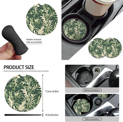 Forest Plant Full Set 10 Pcs Car Seat Covers, Green Plants Automotive Rear Front Seat Protector, Natural Botanical Steering Wheel Cover Universal Fit for SUV