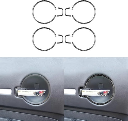 Real Premium Soft Carbon Fiber Compatible with Dodge Charger 2008 2009 2010 Decor Car Inner Door Handle Switch Sticker Interior Accessories Decal Cover 8pcs Black
