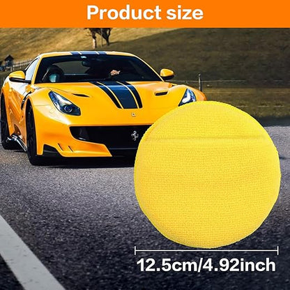 FONAROLL Microfiber Wax Applicator Pads, Car Wax Applicator with Finger Pocket, Buffing & Detail Polishing Foam Pads for Car Cleaning and Fine Polishing (5 inch, 6 Pack) (Yellow)