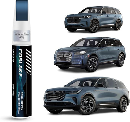 Car Touch Up Paint(Whisper Blue(K1)) for LINCOLN, Car Paint Scratch Repair Kit, Quick & Easy Solution to Repair, 2 in 1 Scratch Remover Pen with 2PCS Disposable Micro Applicators