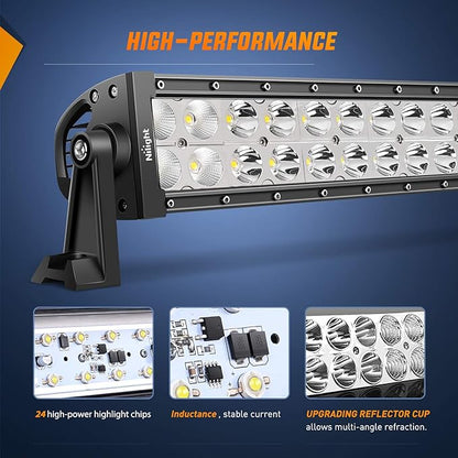 Nilight 13.5Inch 72W Spot Flood Combo Led Light Bar Off Road Lights Boat Fog Driving Work Lights for ATV SUV Trucks