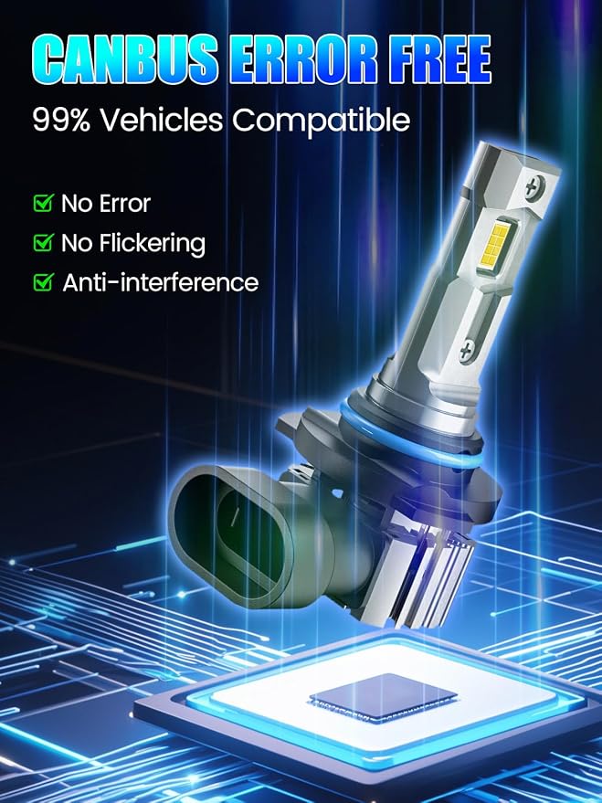 RCJ 9005 9006 Bulbs Combo, 600% Brightness 9005/HB3 High 9006/HB4 Low Dual Beam Bulbs, 6000K Cool White, Plug and Play, IP67 Waterproof, Pack of 4