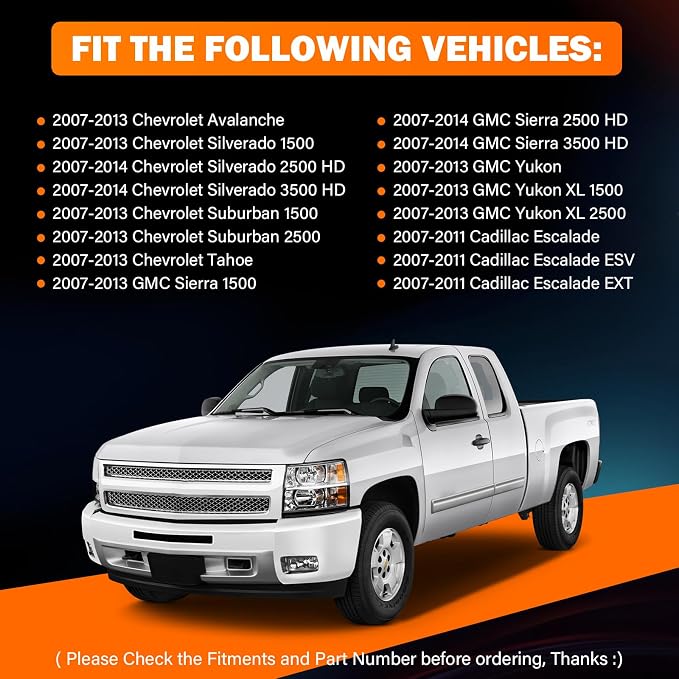 Interior Door Handles Left Right Front Rear Side Replaces 20833606 20833602 | Compatible with 2007-2013 Chevy Silverado Tahoe Suburban Avalanche GMC Sierra Yukon 1500 2500 3500 HD