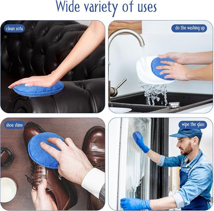 Tanlade 50 Pcs Car Detailing Microfiber Applicator Pad Wax Applicator Wash Microfiber Pads, 5 Inch Diameter (Blue)
